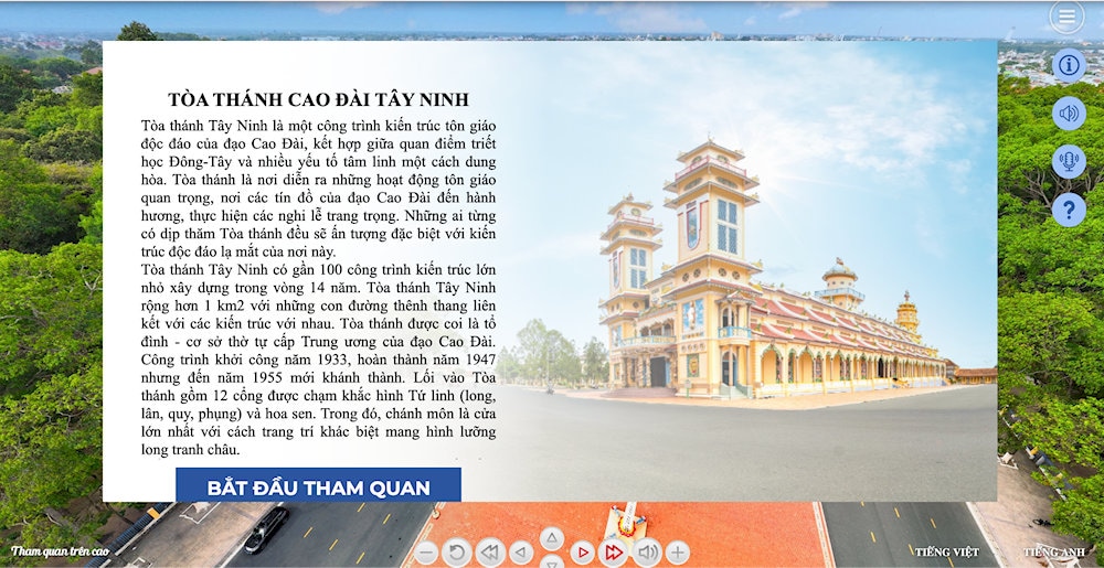 Tham quan Tòa thánh Tây Ninh qua bản đồ 360 trực tuyến
